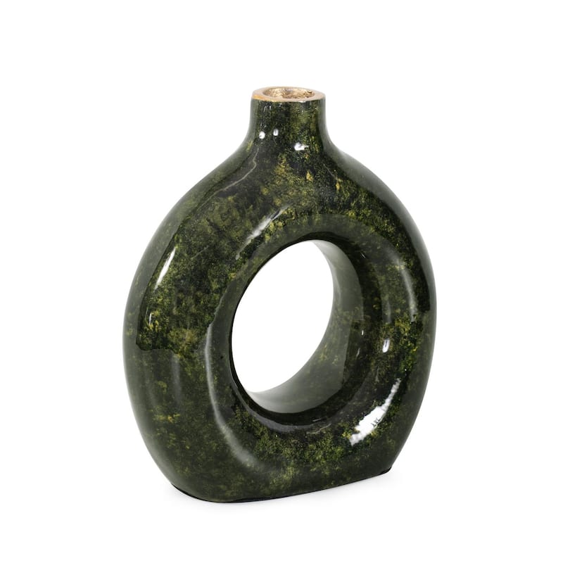 Renaldi Emerald Gold Round Vase- Medium