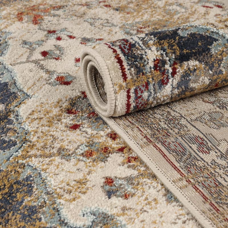Traditional Floral Medallion Indoor Runner or Area Rug by Superior