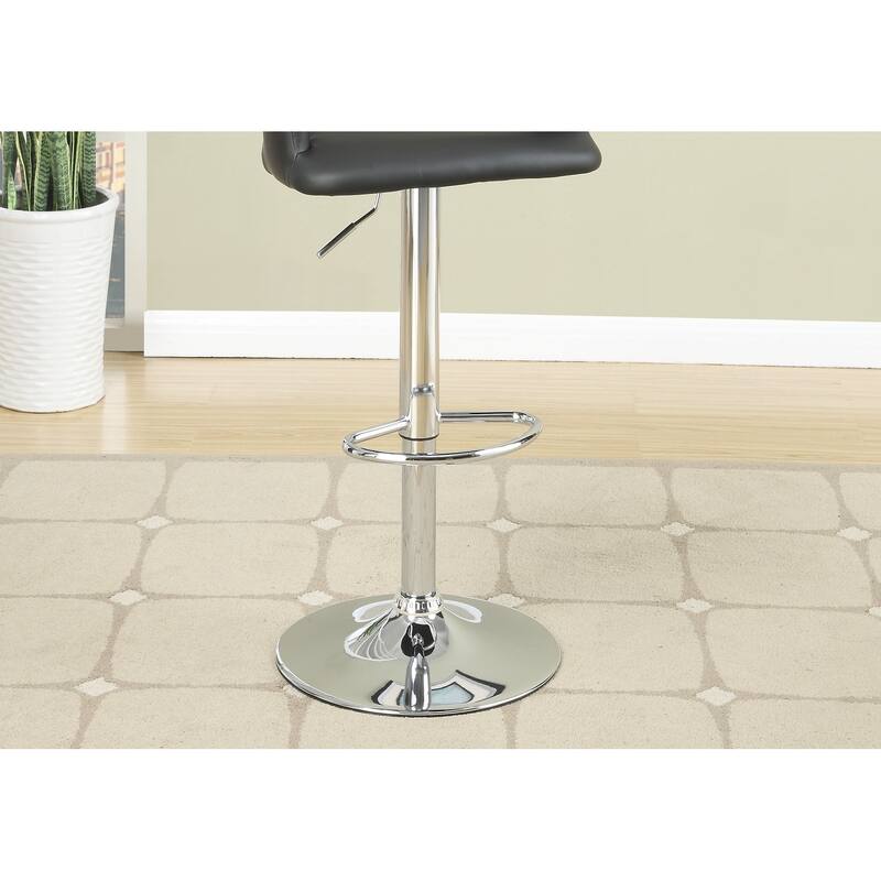 Bar Stool Counter Height Chairs Set Of 2 Adjustable Height Kitchen Island Stools Black Pvc / Faux Leather