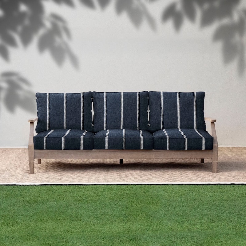 Sorra Home Sunbrella Outdoor Deep Seating Sofa Cushion Set - 23 in W x 25 in D x 5 in H - Lengthen Indigo