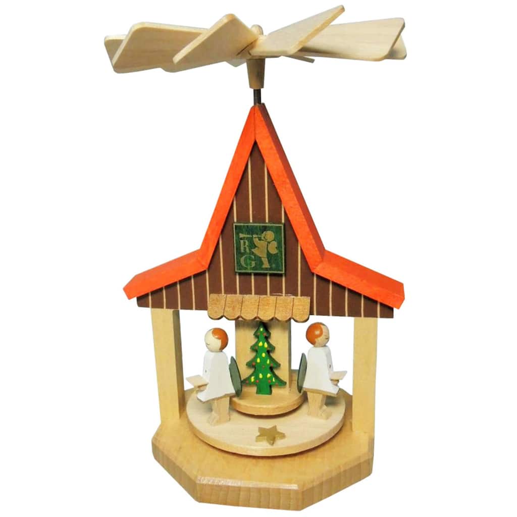 5" Richard Glaesser Mini House with Angels Christmas Pyramid