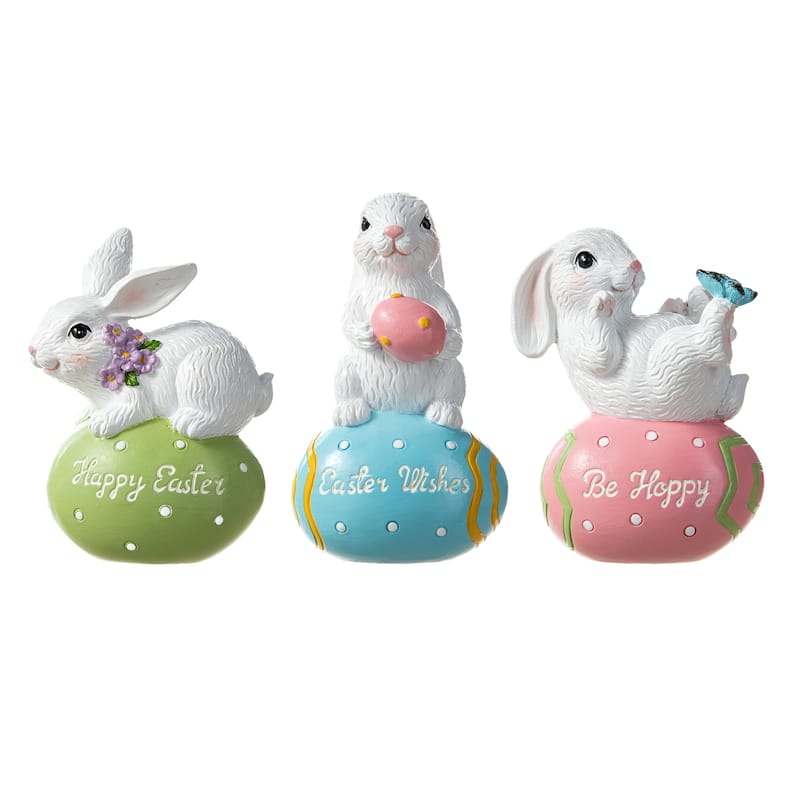 Glitzhome Easter Resin Bunny Table Decor Rabbit Figurines Lovely Gifts