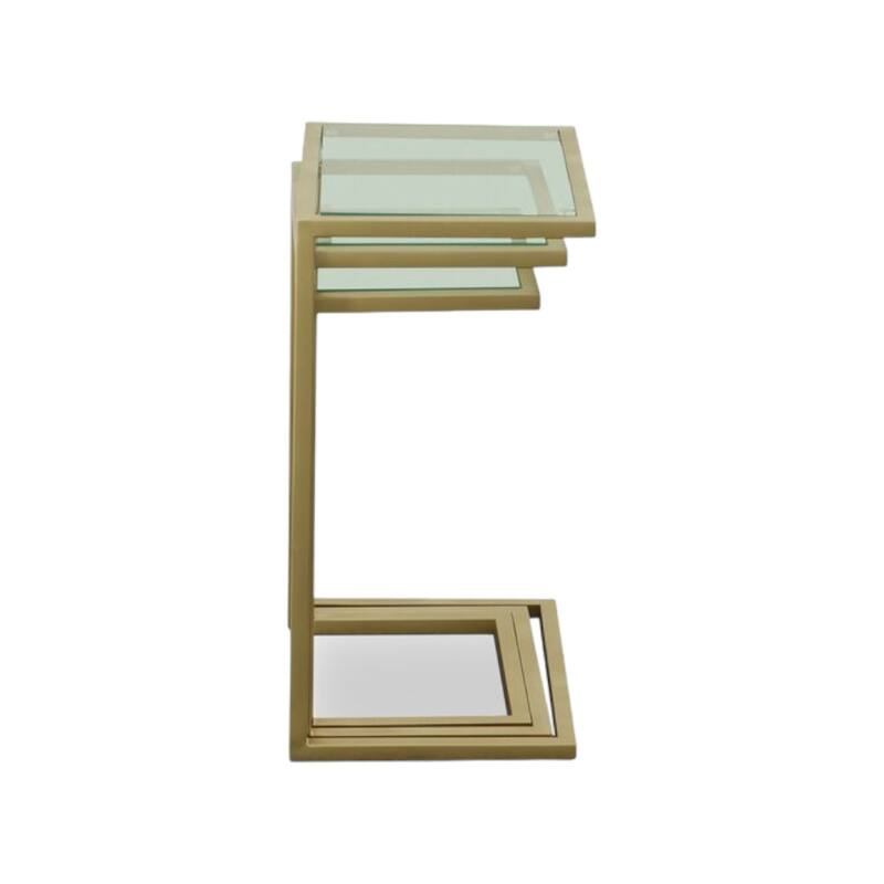HomeRoots 24" Gold Glass Rectangular End Table