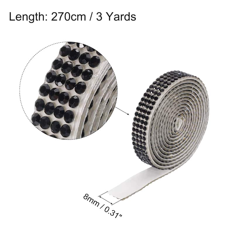 3Roll 3 Yards 8mm Diamond Ribbon White - Black - 8mm