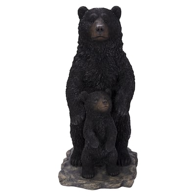 Mother and Baby Black Bears Outdoor Garden Statue - 24.5"