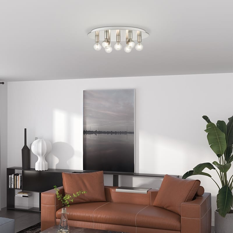 Livex Lighting 7-light Brushed Nickel Flush Mount, 45876-91 - 24" Dia x 3.625" H
