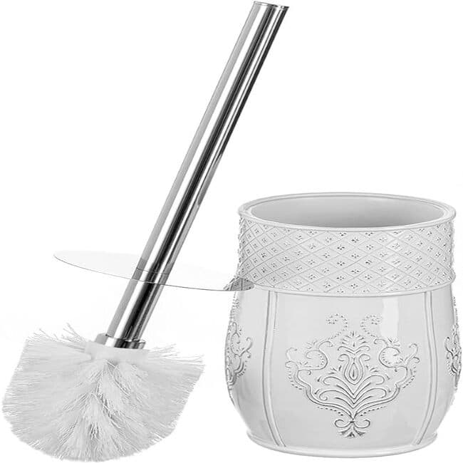 Creative Scents Vintage White Bathroom Toilet Brush Set