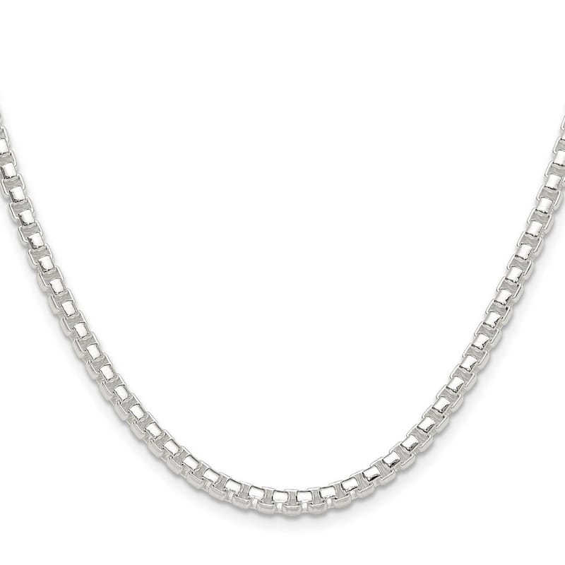 Curata 925 Sterling Silver Polished 4mm Round Box Chain Necklace For Men
