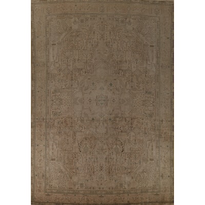 Tabriz Persian Vintage Rug Bedroom Hand-Knotted Wool Carpet - 9'6" x 12'9"
