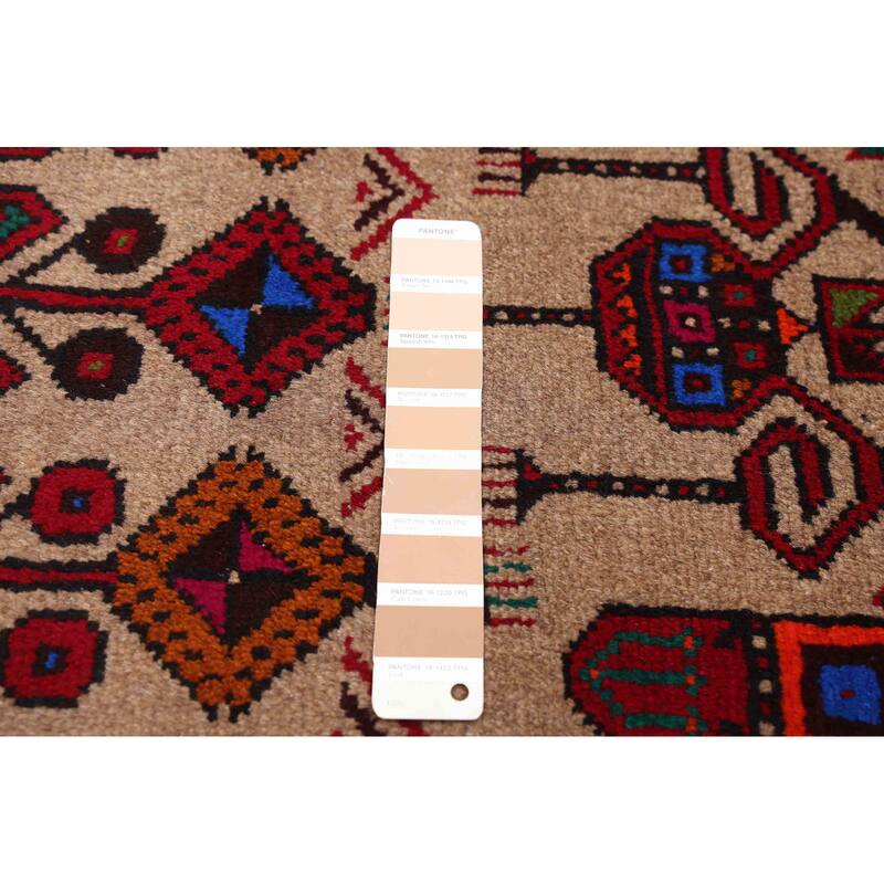 ECARPETGALLERY Hand-knotted Baluch Tan Wool Rug - 3'5 x 6'0