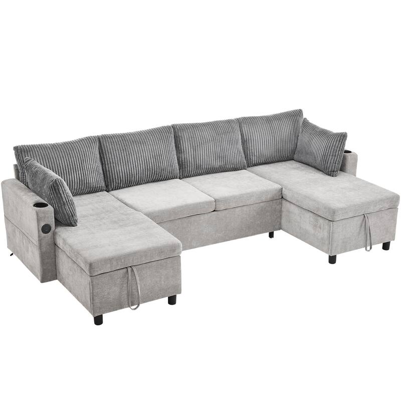 111.8 inch Sectional Sofa Pull-out Sofa Bed