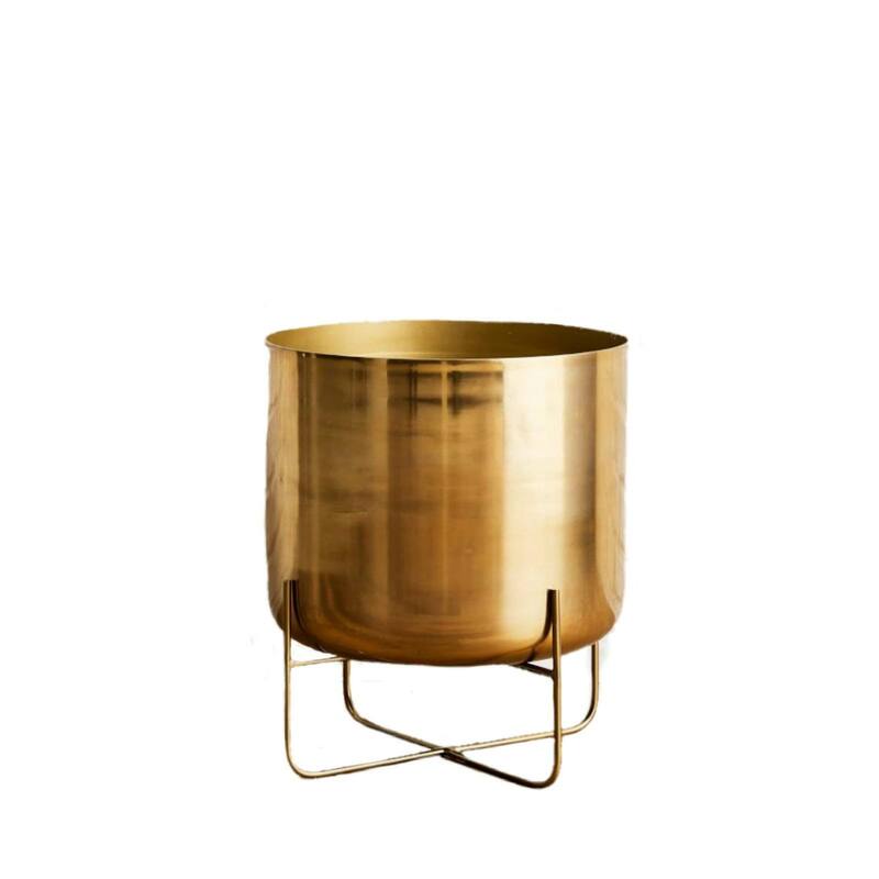 Gold Planter with Detachable Metal Stand, Decorative Indoor Planter Pot, Flower Pots Stand for Living Room, Kitchen, Office - Gold