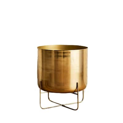 Gold Planter with Detachable Metal Stand, Decorative Indoor Planter Pot, Flower Pots Stand for Living Room, Kitchen, Office