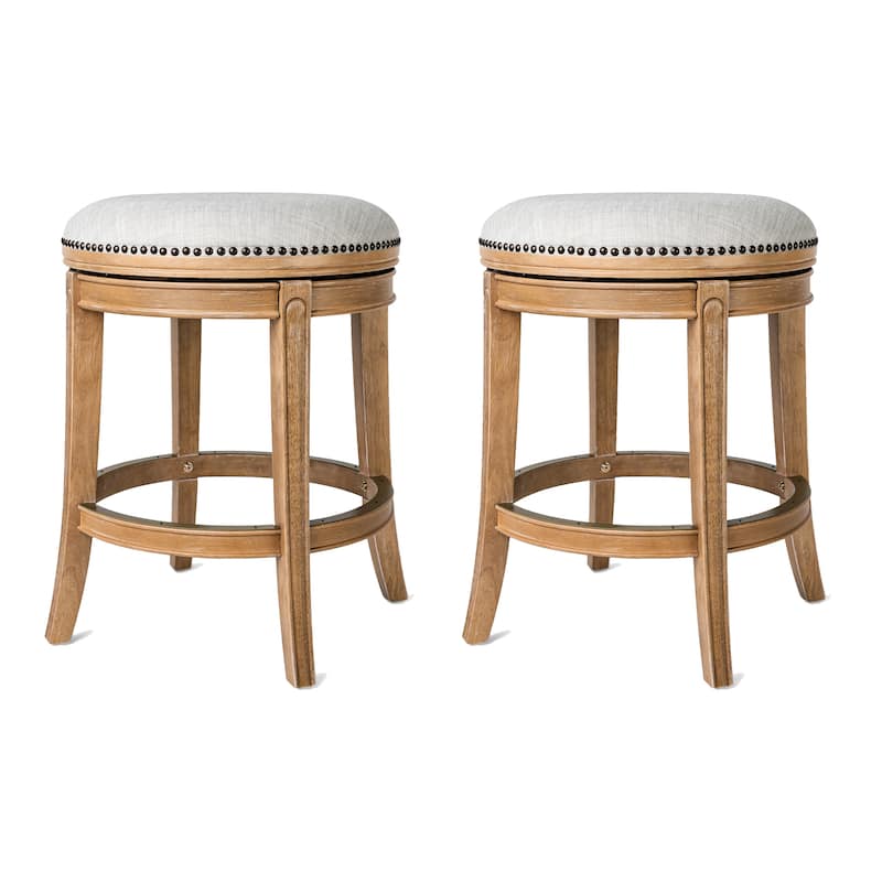 Maven Lane 26" Alexander Backless Counter Height Kitchen Stool - Set of 2 - Weathered Oak