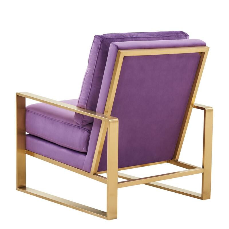 Jefferson Modern Velvet Accent Chair with Brushed Gold Frame, Removable Cushions, and Floor Protectors for Living Room or Office