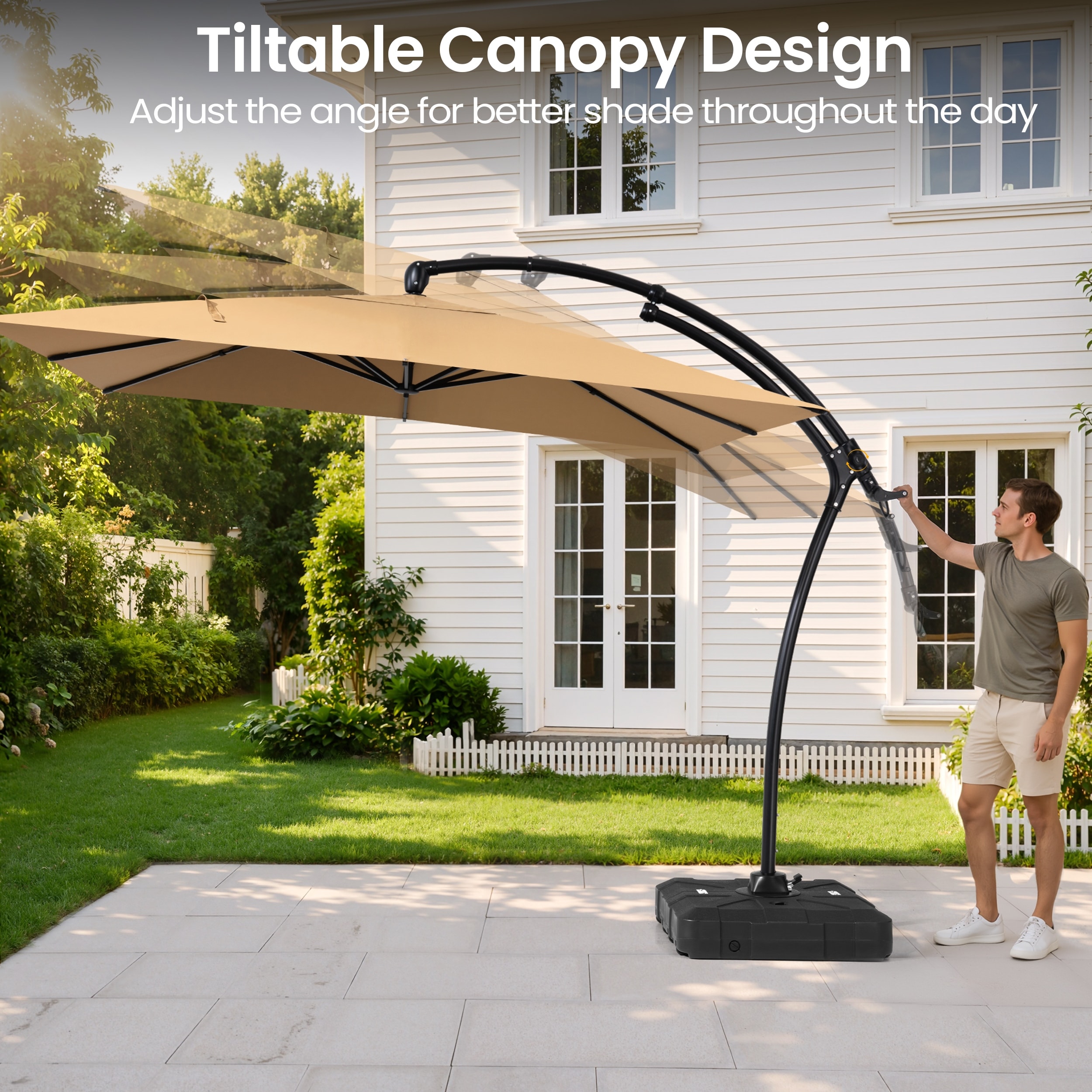 abccanopy solar umbrellas patio umbrella 9 ft Outdoor with 32 LED Lights 8 Ribs 7.5FT / Blue 240g/m² Color:Stripe Orange Woven Leather Backpack, Small Laser Etch