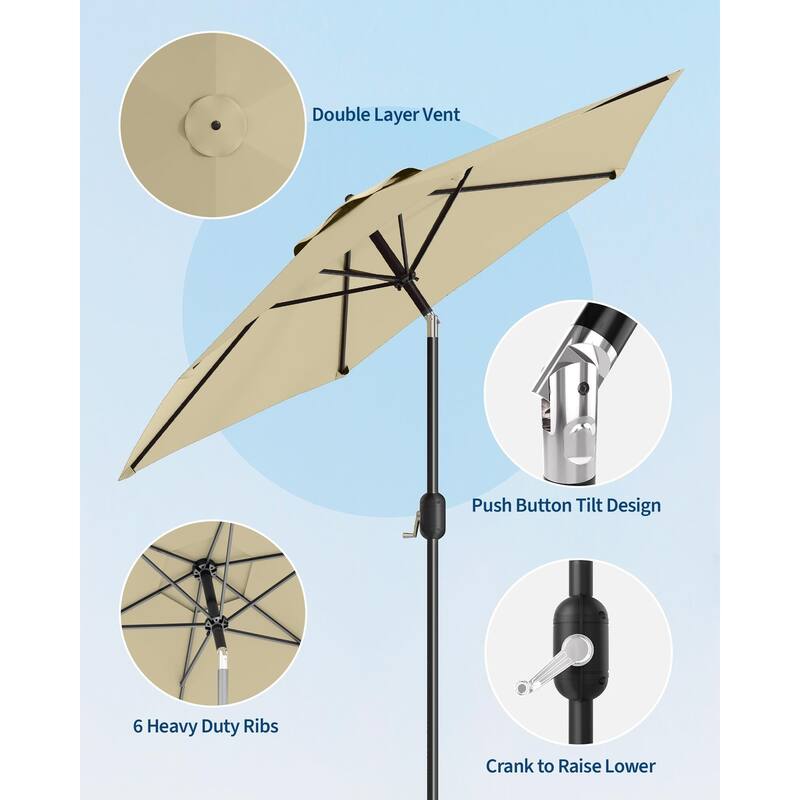 Coromose 9FT Outdoor Patio Umbrella, 8 Sturdy Ribs, for Garden, Poolside, Deck