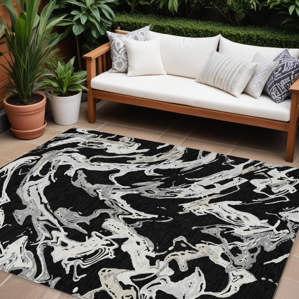 HomeRoots Abstract Transitional Rectangle Outdoor Rug