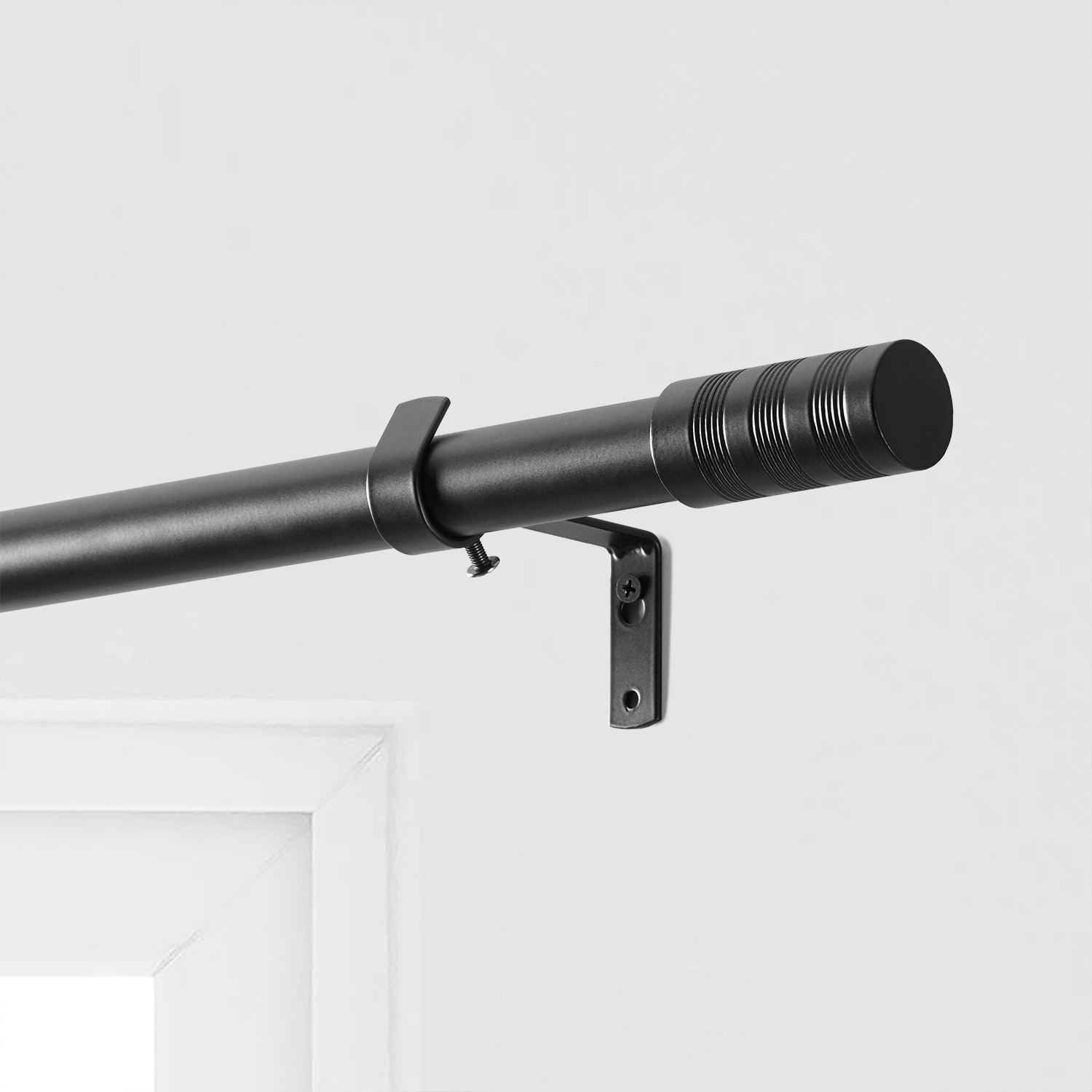 Black Adjustable Telescoping Rod with Basics End Cap Finials - Bed Bath &  Beyond - 32833595