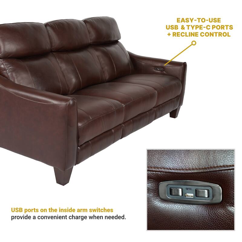 Milos 83" Zero Gravity Leather Power Reclining Sofa with USB Ports