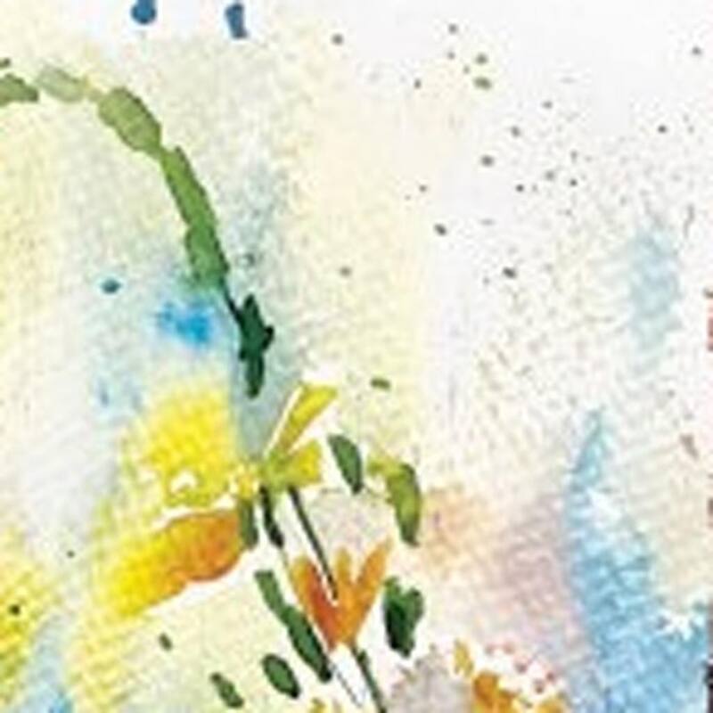 HomeRoots 33" Blue White And Yellow Solid Wood Watercolor Floral Garden Stake