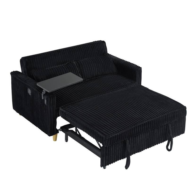 Sleeper Sofa Folding Loveseat with 2 Pillows & USB Charging, Convertible Sofa Bed Multi-Functional Loveseat