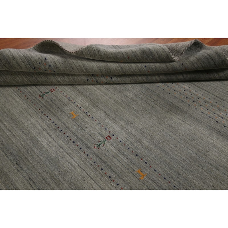 Gabbeh Indian Area Rug Hand-Knotted Wool Carpet - 8'3"x 9'10"