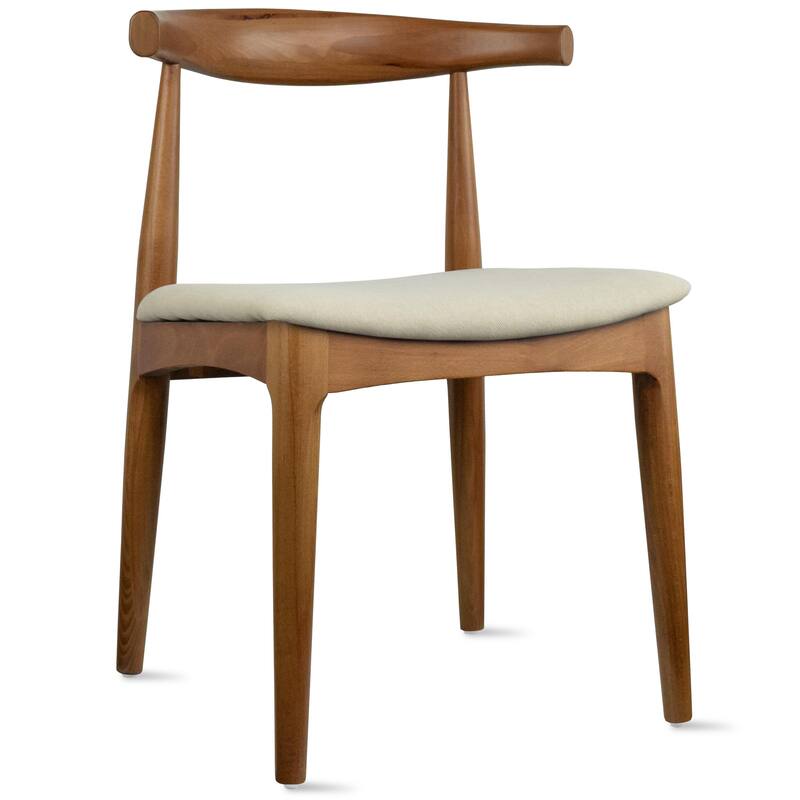 Set of 2 Kennedy Elbow Chairs Farmhouse Wooden Dining Chairs With PU Leather Or Fabric Cushion Seat, Modern Accent Side Chairs