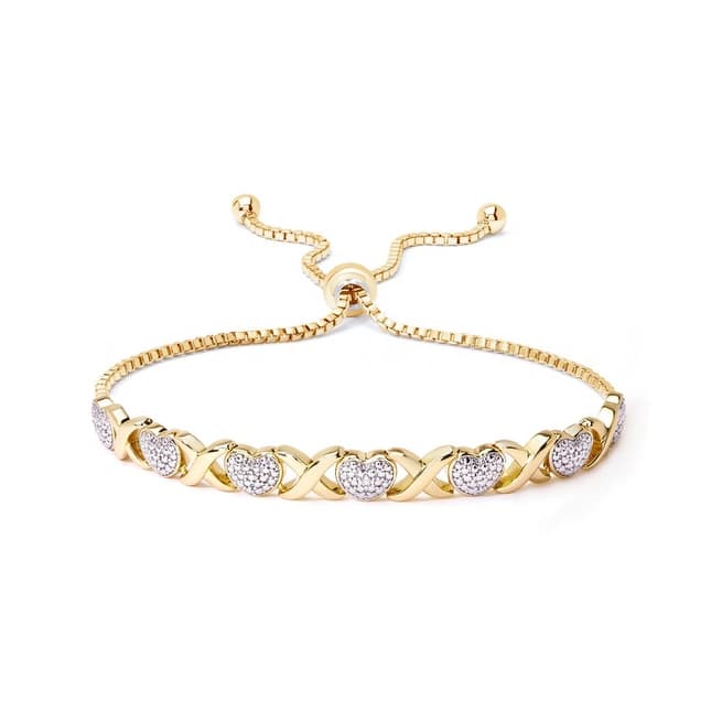 Victoria Townsend Diamond Accent X and Heart Adjustable Bracelet - Yellow