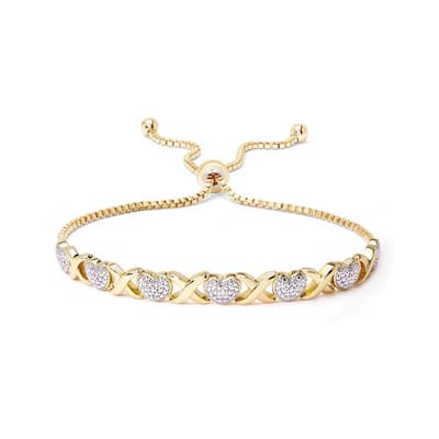 Victoria Townsend Diamond Accent X and Heart Adjustable Bracelet