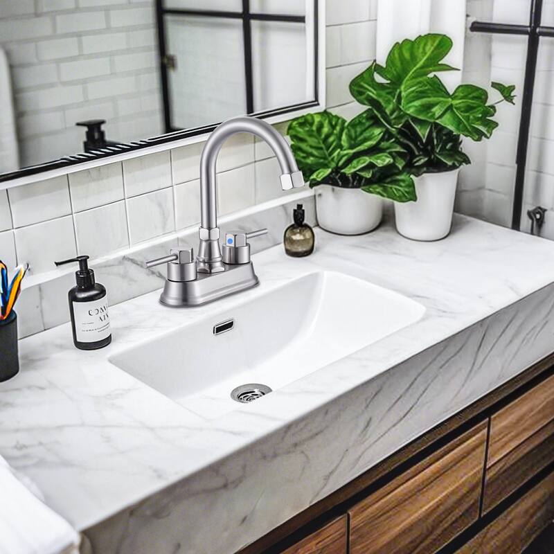 WOWOW 4-inch Dual Handle Bathroom Sink Faucet in Modern