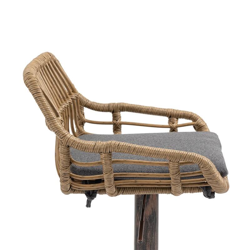 Modern Swivel Bar Stools Set of 2 Adjustable Counter Height Chairs with Footrest for Kitchen, Dining Room