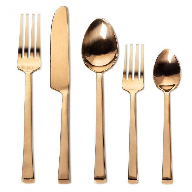 Square Handle Spoon - Gold - Service for 1