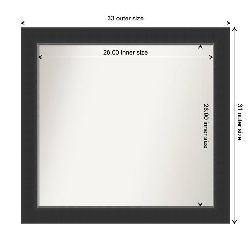 Corvino Black Framed Non-Beveled Custom Wall Mirror, Bathroom Vanity Mirror - Outer Size: 33 x 31