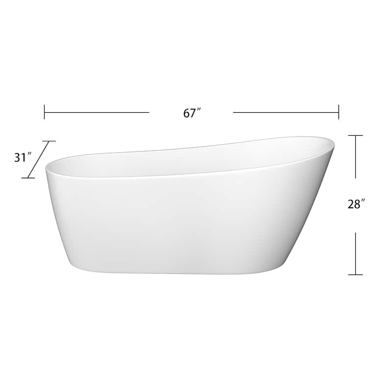 Acrylic Single Slipper Freestanding Soaking Bathtub with Drain