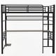 preview thumbnail 8 of 10, Full Size Metal Loft Bed Frame with Storage Shelf and LED Light, Iron mesh, Black