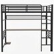 preview thumbnail 7 of 11, Full Size Metal Loft Bed with Ladder, Iron Mesh and Shelf, Storage Gaming Bed Frame with Desk and LED Light Strip