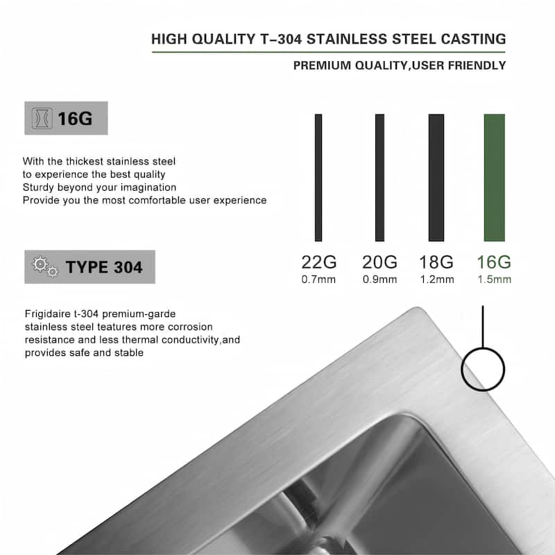 33" Drop-In 16 Gauge Single Bowl Stainless Steel Kitchen Sink in Brushed Nickel