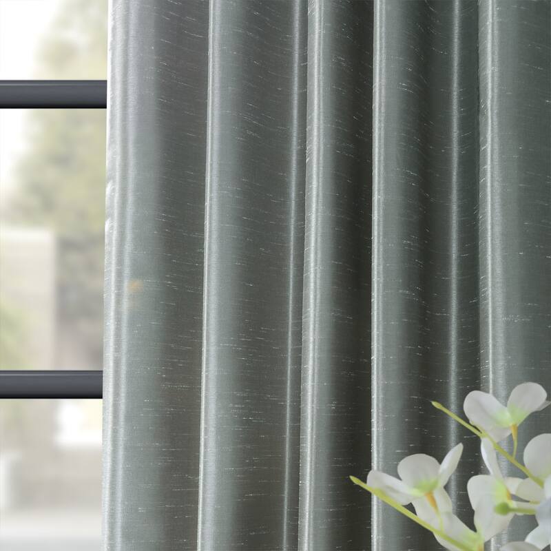 Exclusive Fabrics Blackout Textured Faux Dupioni Silk Curtains (1 Panel) - Luxurious Elegance and Superior Light Control