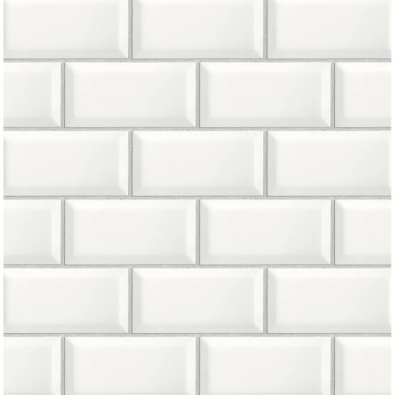 NextWall Large Subway Tile Peel and Stick Wallpaper - 20.5 in. W x 18 ft. L - 20.5 in. W x 18 ft. L - Alabaster & Grey