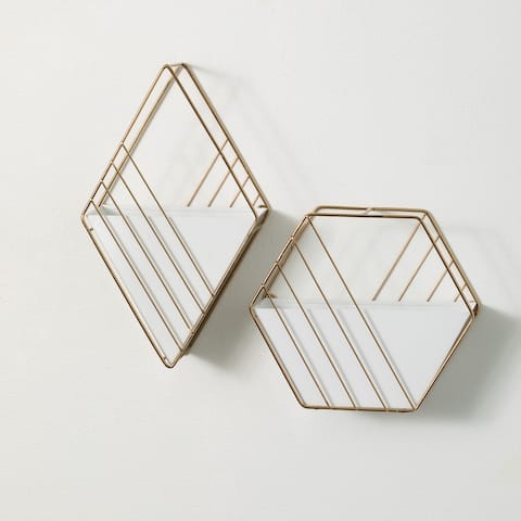 Sullivans Sleek Gold-Trim Wall Pockets - Set of 2