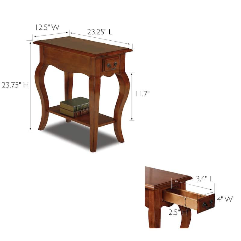 Brown Cherry/ Slate Solid Wood Side Table