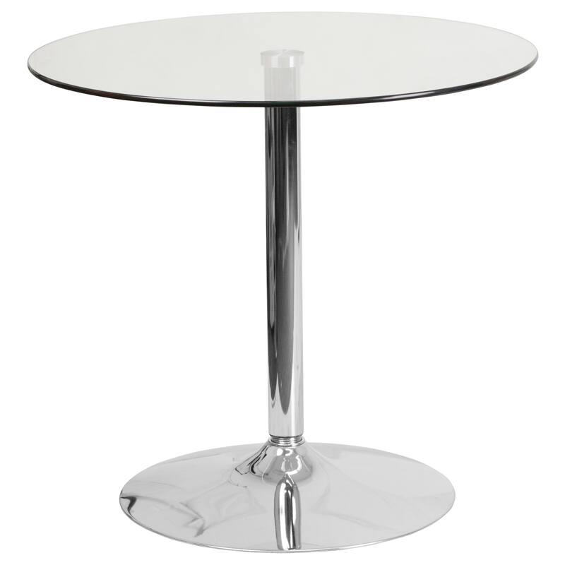 Round Tempered Glass Dining Table with 29''H Metal Base - 31.5"W x 31.5"D x 29"H