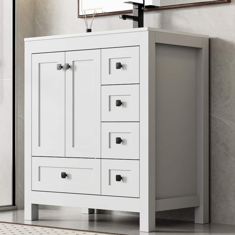 Eclife 30'' Bathroom Vanities Cabinet with Drop in Sink Combo Set