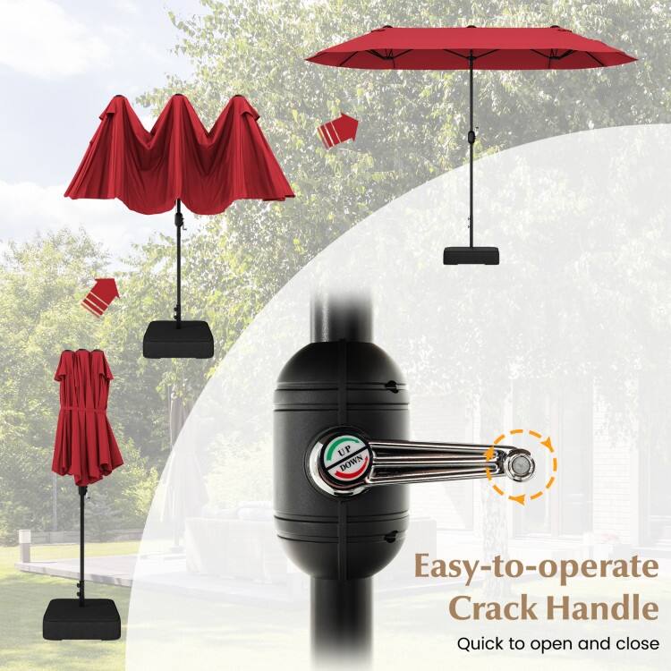 13FT Twin Table Patio Umbrella Double Sided with Crank for Outdoor Shade