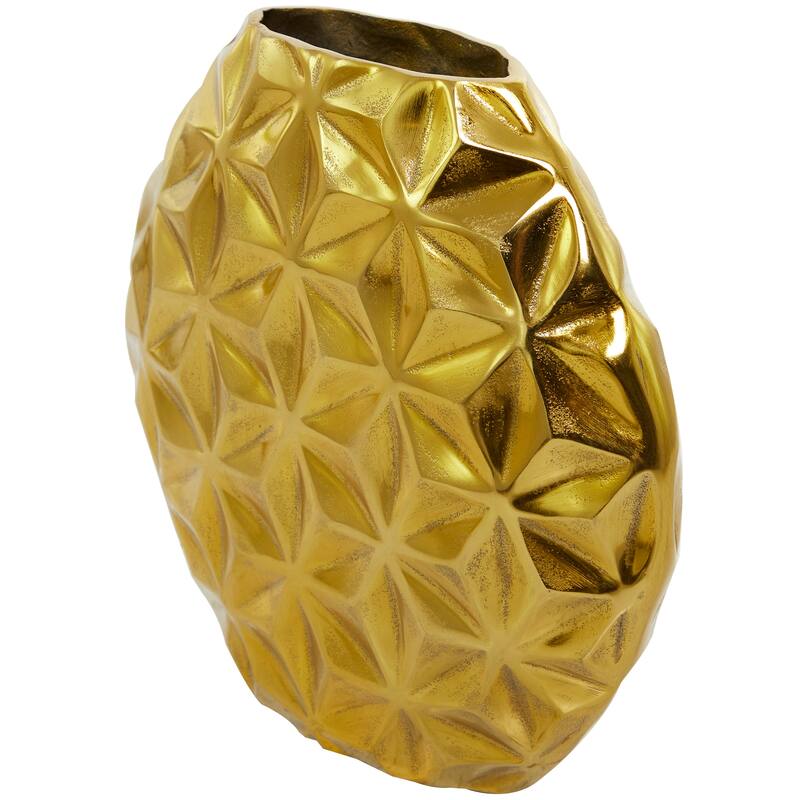CosmoLiving by Cosmopolitan Aluminum Metal Faceted Geometric Vase - Black, Silver, Gold