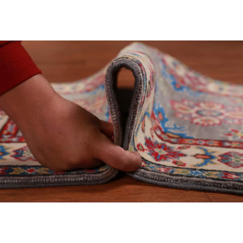 Gray Kazak Oriental Accent Foyer Rug Handmade Wool Carpet - 2'0"x 3'0"