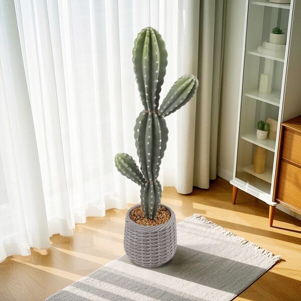43 Inch Artificial Cactus Plant, Faux Desert Cacti Potted Plant