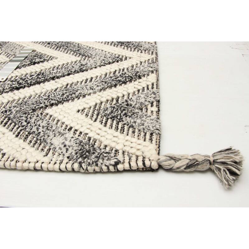 ECARPETGALLERY Braid weave Sienna Grey Wool Rug - 5'0 x 8'3