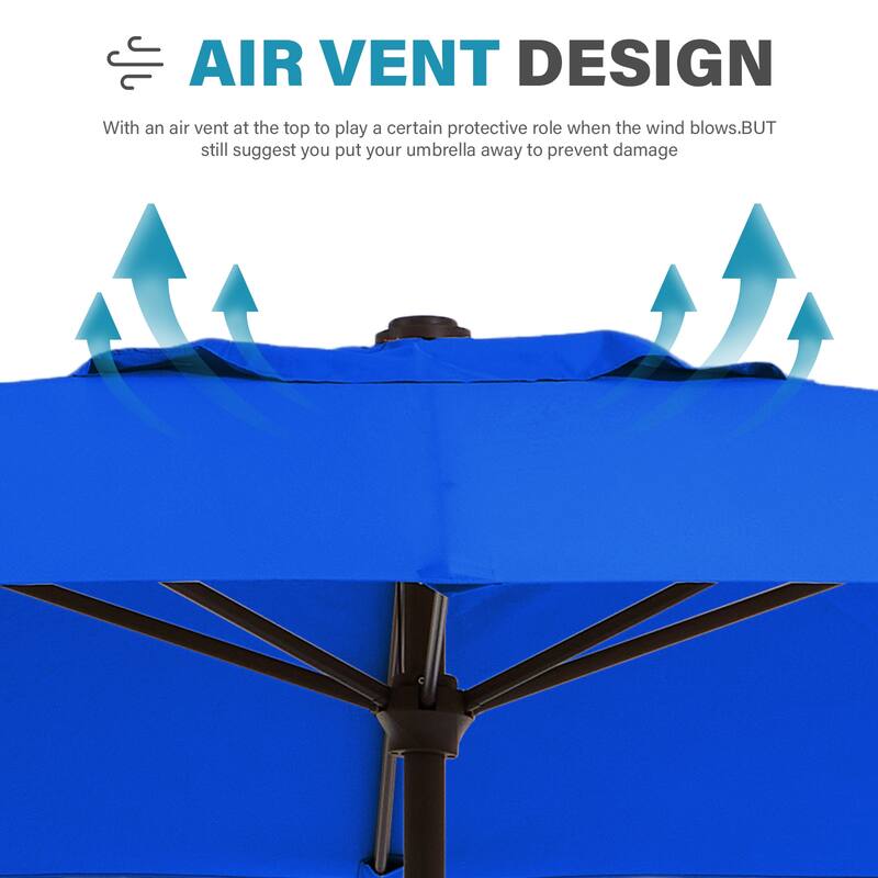 6.5*10ft Rectangular Patio Market Umbrella with Crank & Tilt, UV & Water-Resistant Canopy